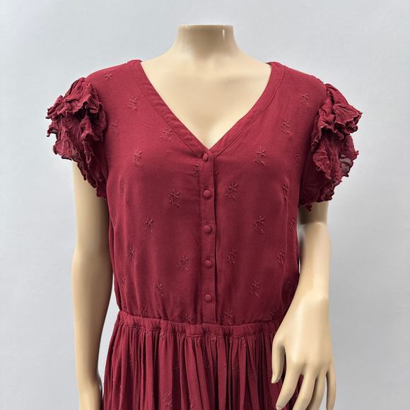 Rachel Parcell Lace Scarlet Embroidered Pleated Midi A-line Dress Red Size XL - Picture 7 of 15